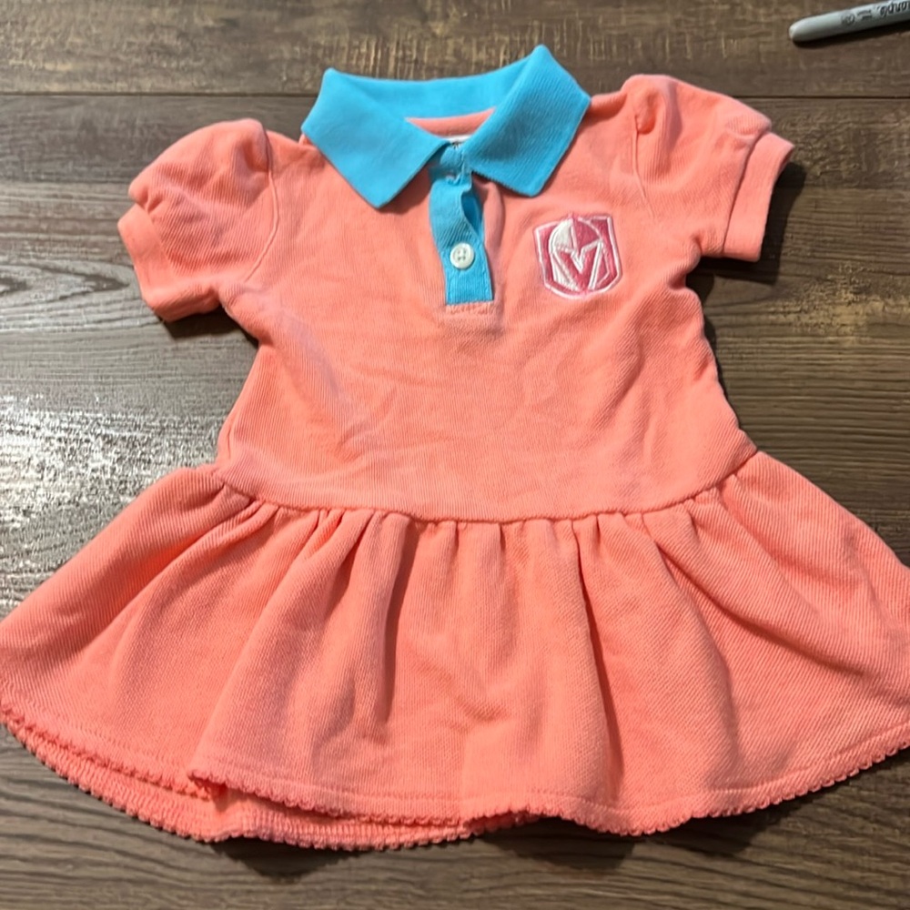 NHL Vegas golden knights salmon pink polo dress size 3/6 months